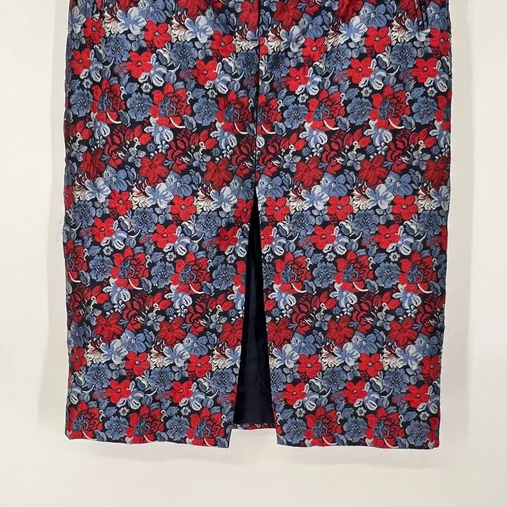 BCBGMAXAZRIA Liya Jacquard Pencil‎ Skirt Size XXS Floral Knee Length Front Slit